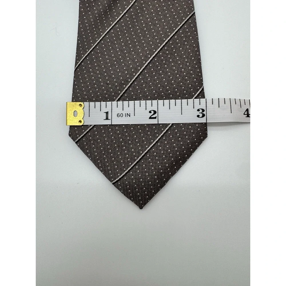 Banana Republic Silk Blend Tie Brown Tan Diagonal Stripe Stain Resistant Classic